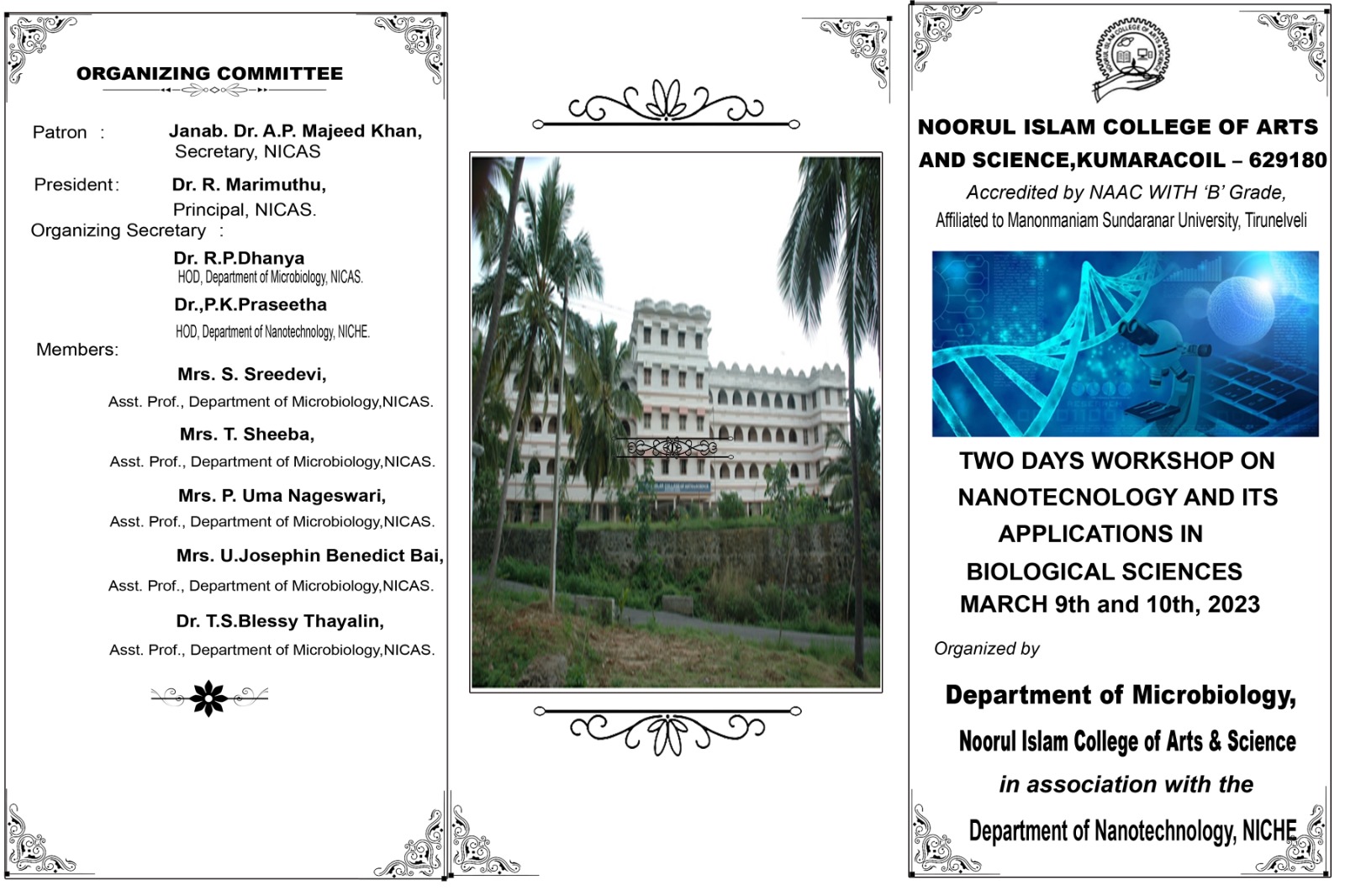 Two Days Workshop on Nanotechnology and it's Application in Biological Sciences 